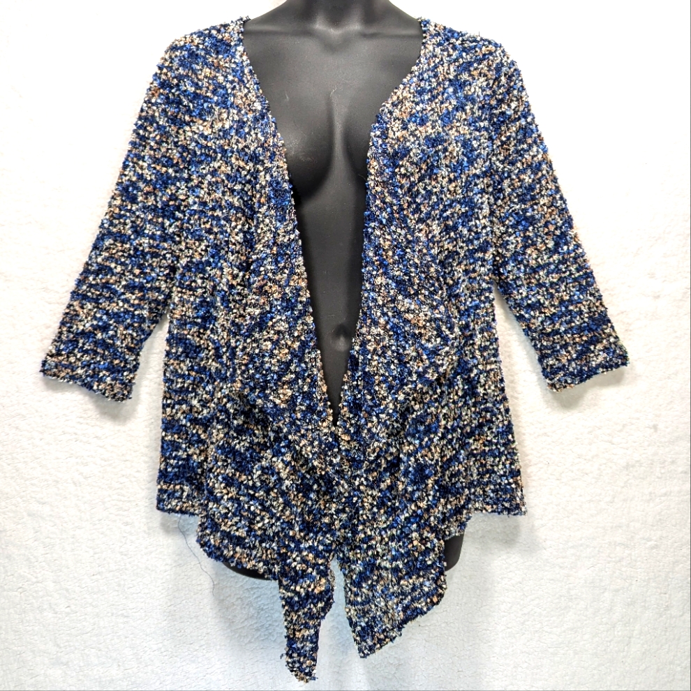 Peck & Peck Shimmering Chunky Blue & Gold Cardigan